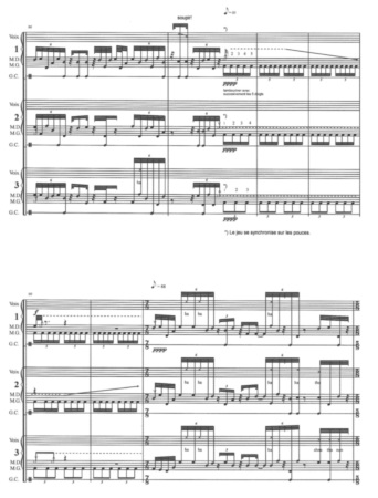 LES GUETTEURS DE SONS DE GEORGES APERGHIS (mesures 86 à 92) © Georges Aperghis. Reproduit avec l’aimable autorisation du compositeur