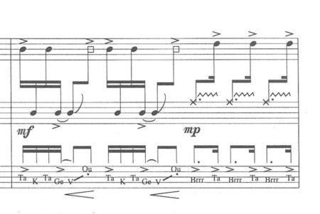 18 ETUDES PROGRESSIVES POUR CAISSE-CLAIRE DE JEAN‐PIERRE DROUET (page 22) © 2000 Gérard Billaudot Editeur SA, Paris. Reproduit avec l'aimable autorisation de l'éditeur