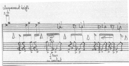 LE JARDIN D'EN FACE DE JEAN-PIERRE DROUET (page 11) © Jean-Pierre Drouet. Reproduit avec l’aimable autorisation du compositeur